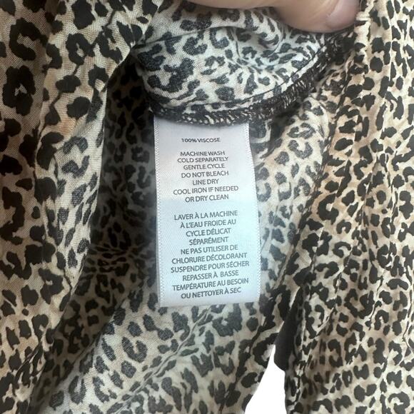 Beachlunchlounge leopard long sleeved blouse size small flowly hi low - Picture 3 of 6